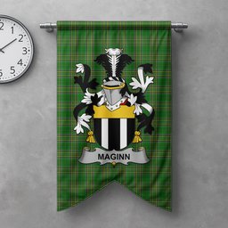 ScotsTee Shop Irish Maginn or Ginn Clan Coat of Arms Irish Tartan Gonfalon Flag
