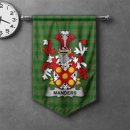 ScotsTee Shop Irish Manders Clan Coat of Arms Irish Tartan Gonfalon Flag