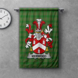 ScotsTee Shop Irish Merwood Clan Coat of Arms Irish Tartan Gonfalon Flag