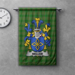 ScotsTee Shop Irish Meller Clan Coat of Arms Irish Tartan Gonfalon Flag