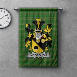 ScotsTee Shop Irish McGeough or McGough Clan Coat of Arms Irish Tartan Gonfalon Flag