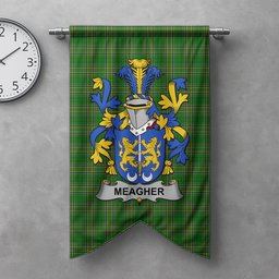 ScotsTee Shop Irish Meagher or O'Maher Clan Coat of Arms Irish Tartan Gonfalon Flag