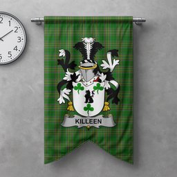 ScotsTee Shop Irish Killeen or O'Killeen Clan Coat of Arms Irish Tartan Gonfalon Flag