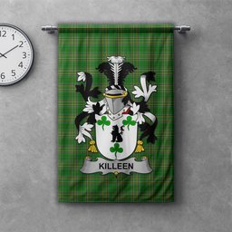 ScotsTee Shop Irish Killeen or O'Killeen Clan Coat of Arms Irish Tartan Gonfalon Flag