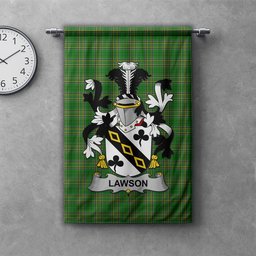 ScotsTee Shop Irish Lawson Clan Coat of Arms Irish Tartan Gonfalon Flag