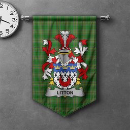 ScotsTee Shop Irish Litton Clan Coat of Arms Irish Tartan Gonfalon Flag