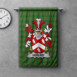 ScotsTee Shop Irish Herlihy or O'Herlihy Clan Coat of Arms Irish Tartan Gonfalon Flag