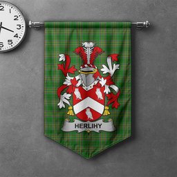ScotsTee Shop Irish Herlihy or O'Herlihy Clan Coat of Arms Irish Tartan Gonfalon Flag