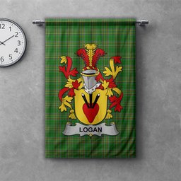 ScotsTee Shop Irish Logan Clan Coat of Arms Irish Tartan Gonfalon Flag