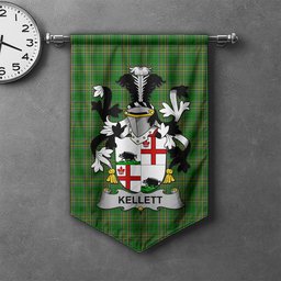 ScotsTee Shop Irish Kellett Clan Coat of Arms Irish Tartan Gonfalon Flag