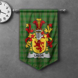 ScotsTee Shop Irish Lalor or O'Lawlor Clan Coat of Arms Irish Tartan Gonfalon Flag