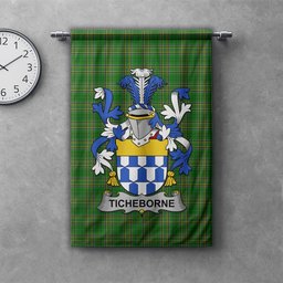 ScotsTee Shop Irish Ticheborne Clan Coat of Arms Irish Tartan Gonfalon Flag