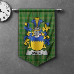 ScotsTee Shop Irish Walter Clan Coat of Arms Irish Tartan Gonfalon Flag