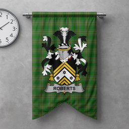 ScotsTee Shop Irish Roberts Clan Coat of Arms Irish Tartan Gonfalon Flag