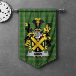 ScotsTee Shop Irish Nunn Clan Coat of Arms Irish Tartan Gonfalon Flag