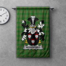 ScotsTee Shop Irish Woodford Clan Coat of Arms Irish Tartan Gonfalon Flag