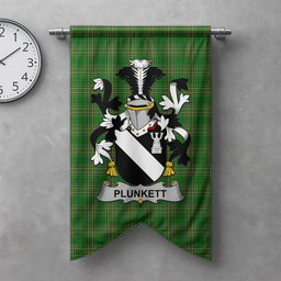 ScotsTee Shop Irish Plunkett Clan Coat of Arms Irish Tartan Gonfalon Flag