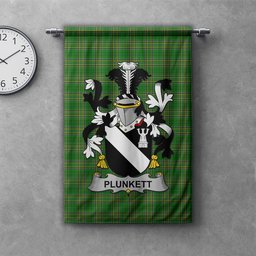 ScotsTee Shop Irish Plunkett Clan Coat of Arms Irish Tartan Gonfalon Flag