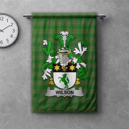 ScotsTee Shop Irish Wilson Clan Coat of Arms Irish Tartan Gonfalon Flag