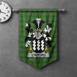 ScotsTee Shop Irish Stafford Clan Coat of Arms Irish Tartan Gonfalon Flag