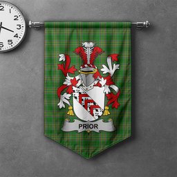 ScotsTee Shop Irish Prior Clan Coat of Arms Irish Tartan Gonfalon Flag