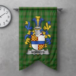 ScotsTee Shop Irish Norreys Clan Coat of Arms Irish Tartan Gonfalon Flag