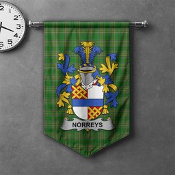 ScotsTee Shop Irish Norreys Clan Coat of Arms Irish Tartan Gonfalon Flag