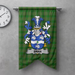ScotsTee Shop Irish Swan Clan Coat of Arms Irish Tartan Gonfalon Flag