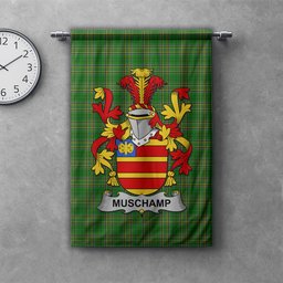 ScotsTee Shop Irish Muschamp Clan Coat of Arms Irish Tartan Gonfalon Flag