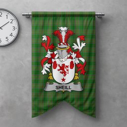 ScotsTee Shop Irish Sheill or O'Sheil Clan Coat of Arms Irish Tartan Gonfalon Flag
