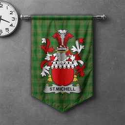 ScotsTee Shop Irish St.Michell Clan Coat of Arms Irish Tartan Gonfalon Flag