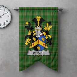 ScotsTee Shop Irish Wright Clan Coat of Arms Irish Tartan Gonfalon Flag