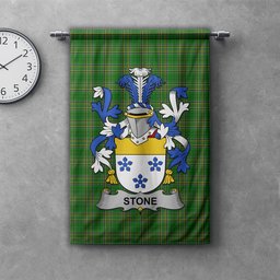ScotsTee Shop Irish Stone Clan Coat of Arms Irish Tartan Gonfalon Flag