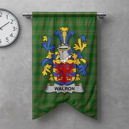 ScotsTee Shop Irish Walron Clan Coat of Arms Irish Tartan Gonfalon Flag