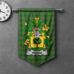ScotsTee Shop Irish Woods Clan Coat of Arms Irish Tartan Gonfalon Flag