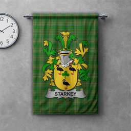 ScotsTee Shop Irish Starkey Clan Coat of Arms Irish Tartan Gonfalon Flag