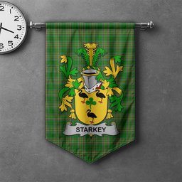 ScotsTee Shop Irish Starkey Clan Coat of Arms Irish Tartan Gonfalon Flag
