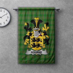 ScotsTee Shop Irish Rourke or O'Rourke Clan Coat of Arms Irish Tartan Gonfalon Flag