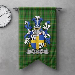 ScotsTee Shop Irish Osborne Clan Coat of Arms Irish Tartan Gonfalon Flag