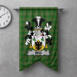 ScotsTee Shop Irish Reid Clan Coat of Arms Irish Tartan Gonfalon Flag
