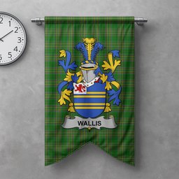 ScotsTee Shop Irish Wallis Clan Coat of Arms Irish Tartan Gonfalon Flag