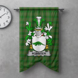 ScotsTee Shop Irish Rossiter Clan Coat of Arms Irish Tartan Gonfalon Flag