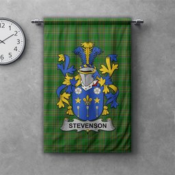 ScotsTee Shop Irish Stevenson Clan Coat of Arms Irish Tartan Gonfalon Flag