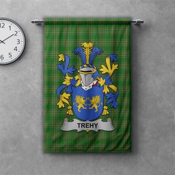 ScotsTee Shop Irish Trehy or O'Trehy Clan Coat of Arms Irish Tartan Gonfalon Flag
