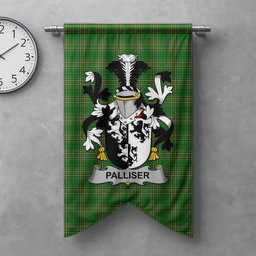 ScotsTee Shop Irish Palliser Clan Coat of Arms Irish Tartan Gonfalon Flag