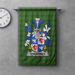 ScotsTee Shop Irish Shearman Clan Coat of Arms Irish Tartan Gonfalon Flag