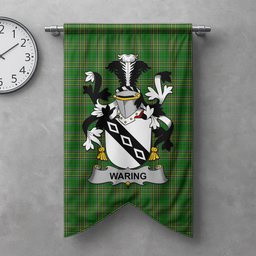 ScotsTee Shop Irish Waring Clan Coat of Arms Irish Tartan Gonfalon Flag