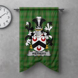 ScotsTee Shop Irish Wethers Clan Coat of Arms Irish Tartan Gonfalon Flag