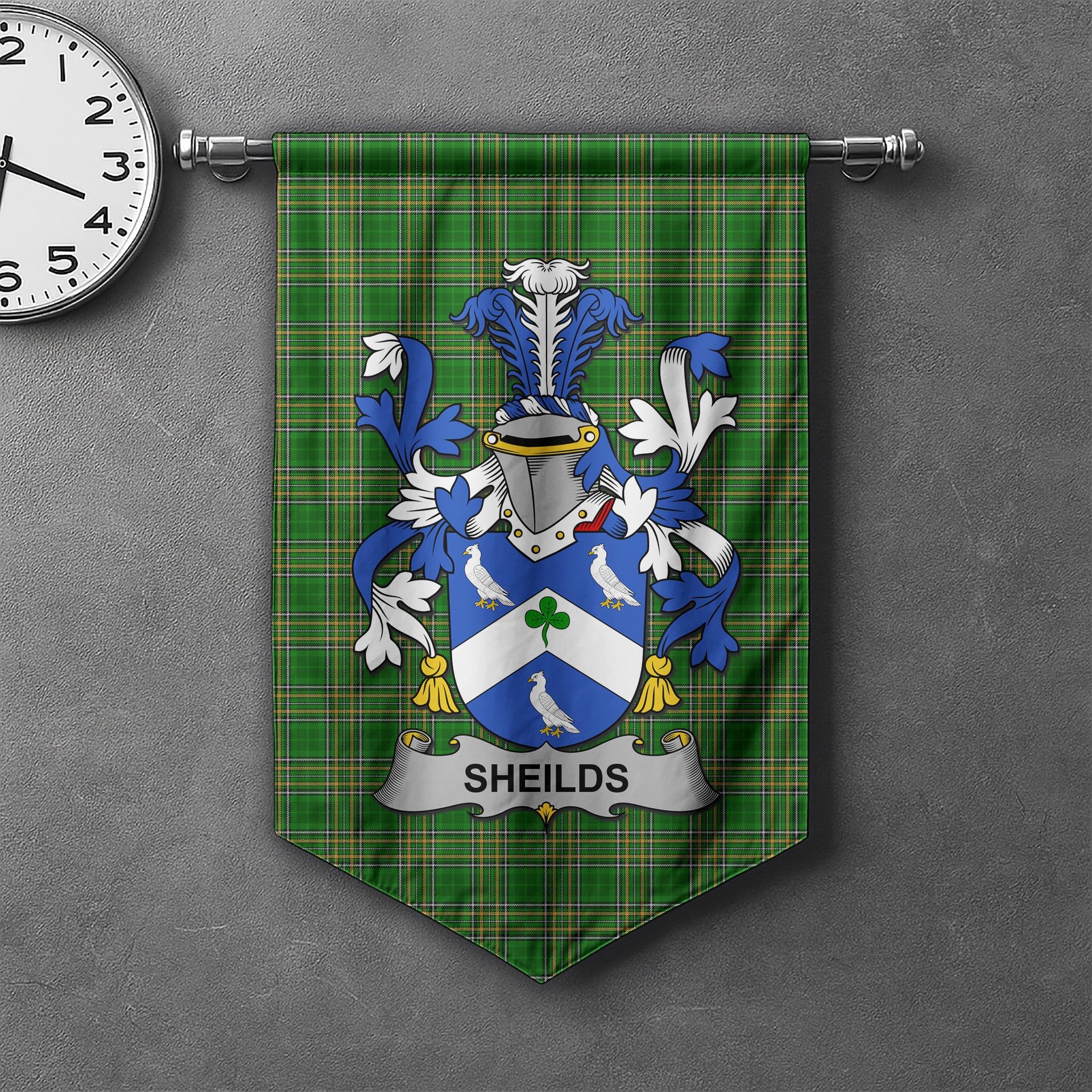 ScotsTee Shop Irish Sheilds Clan Coat of Arms Irish Tartan Gonfalon Flag