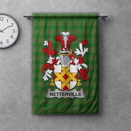 ScotsTee Shop Irish Netterville or Netterfield Clan Coat of Arms Irish Tartan Gonfalon Flag
